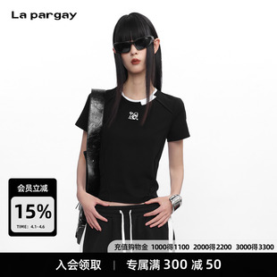 压线设计 L75300203C T恤 分割短袖 pargay 警戒