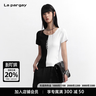 撞色提花 黑白撞色毛织短衫 犹在镜中 L75308208C pargay