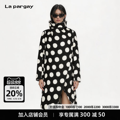 Lapargay高领中长款大波点上衣
