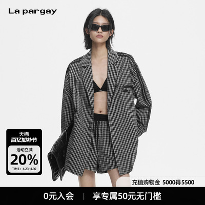 Lapargay复古格纹宽松外套