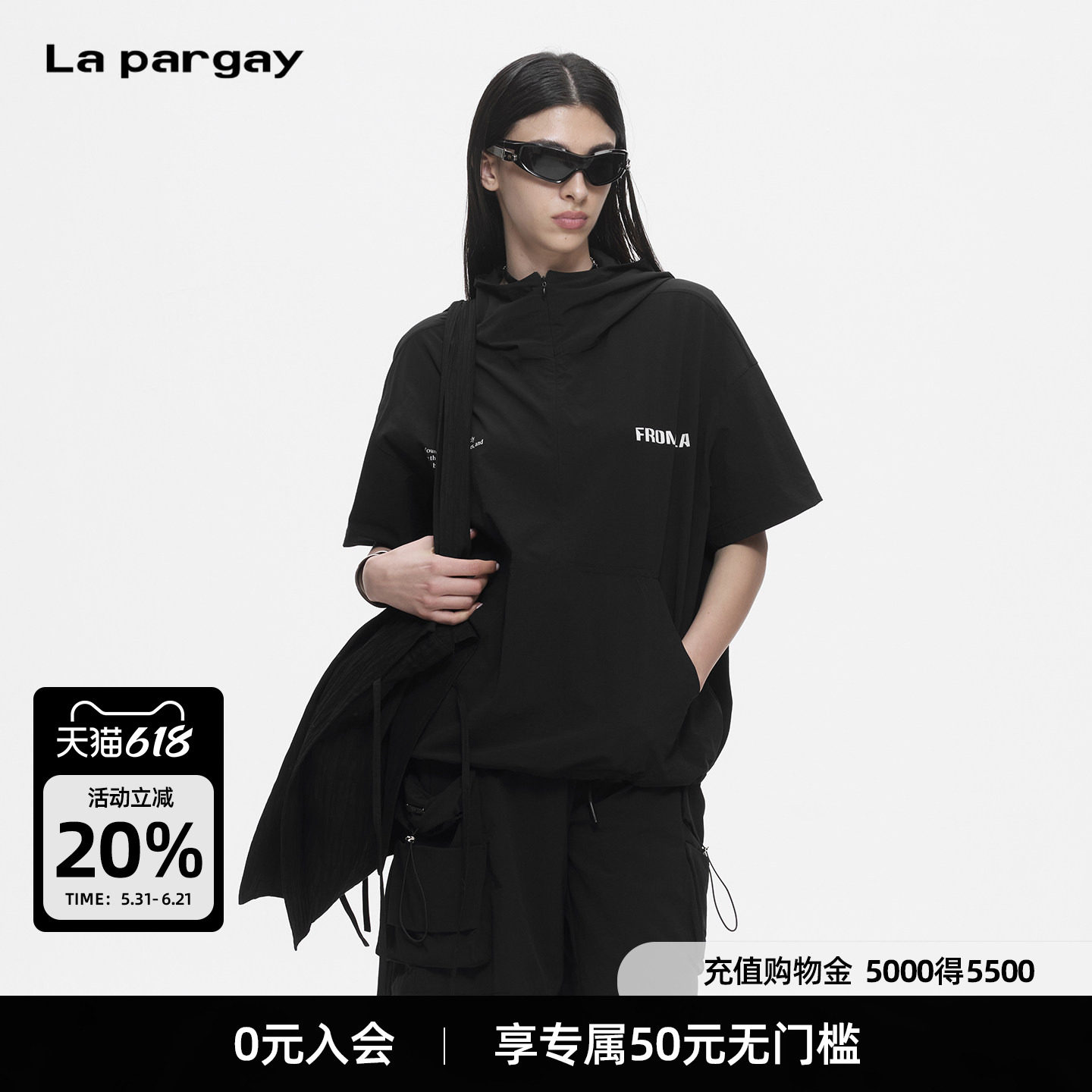 Lapargay 极简风短款外套 落肩宽松剪裁 街头休闲上衣 L78201912C