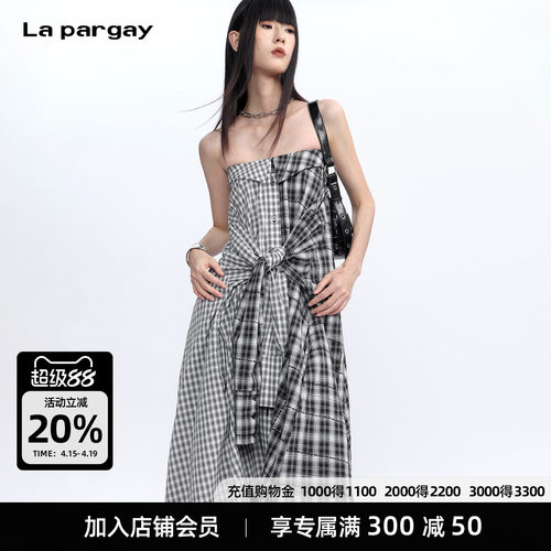 Lapargay 格纹再生纤维素连衣裙 多元穿法 复古 经典 L78109008V