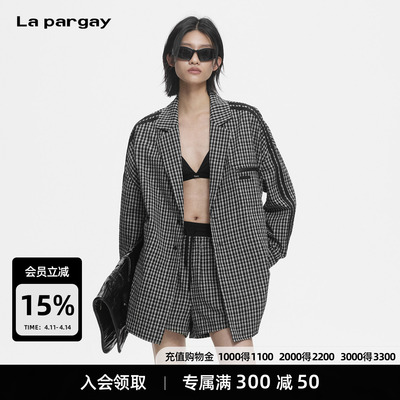 Lapargay复古格纹宽松外套