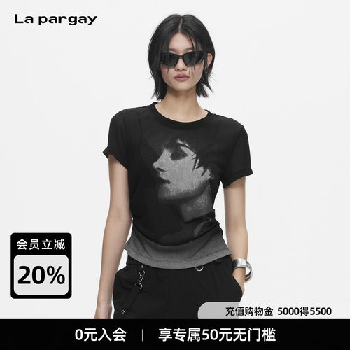 Lapargay复古人像印花短袖T恤