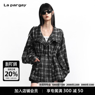 经典 腰部抽绳设计 格纹衬衫 复古英伦 L78101308V 外套 Lapargay