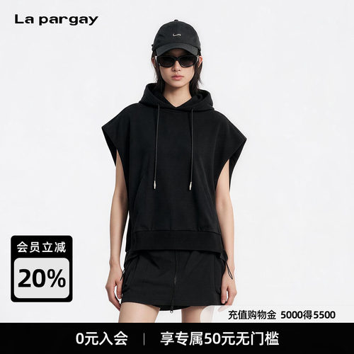 Lapargay 落肩短款卫衣马甲 立体袋鼠兜 高挺连帽帽型 L66301462C - 封面