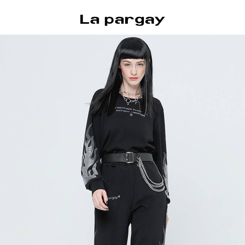 纳帕佳时尚个性印花卫衣2025春新款宽松圆领潮牌上衣设计感套头衫