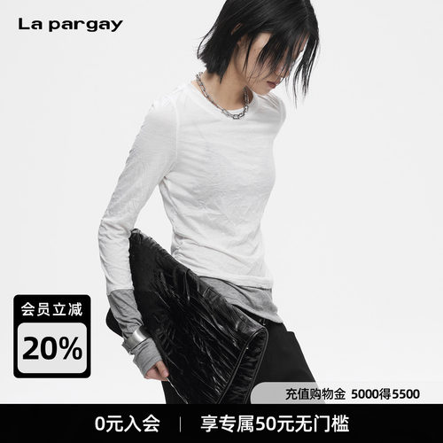Lapargay 白灰拼接褶皱上衣 褶皱针织 慵懒感 简约先锋L78100307C