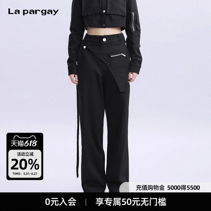 La pargay纳帕佳高腰长款直筒休闲裤2026新款女士设计感小众裤子