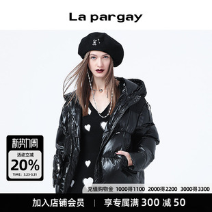 纳帕佳短款连帽羽绒服女2026新款黑色长袖休闲设计感小众外套