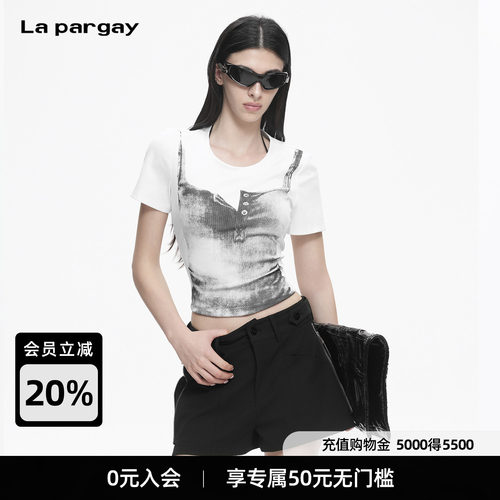Lapargay复古印花假两件T恤