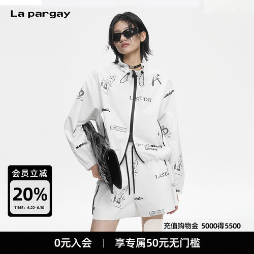 Lapargay涂鸦满印抽绳短外套