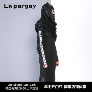 Lapargay纳帕佳秋季新款裙子修身打底裙显瘦撞色针织连衣裙女秋冬