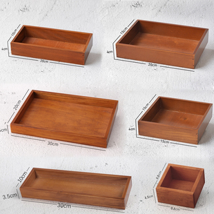 木质桌面首饰收纳盒托盘手作木制格子化妆品口红分类整理木盒子