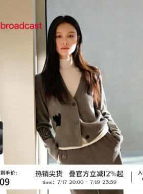 【100%羊毛】【倪妮同款】播春秋灰色针织开衫女BDS1UD1107