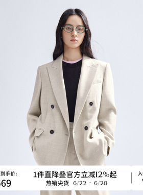 播100%羊毛西装外套女商场同款时髦短款西服上衣BDR1XD0075