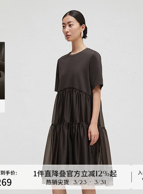 播商场同款波嘻连衣裙女夏季休闲宽松中长款蛋糕裙BDR3LD1970