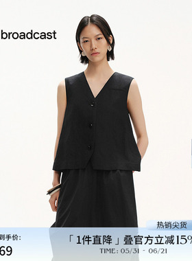 播商场同款时髦洋气马甲上衣女夏季新款黑色坎肩BDS2MD2456