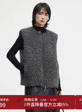 【羊毛】播商场同款慵懒风简约24冬季新款圆领马夹女BDR4MD3720