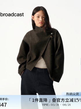 播商场同款复古时尚立领毛呢外套女短款秋冬新款上衣BDS4AD3639