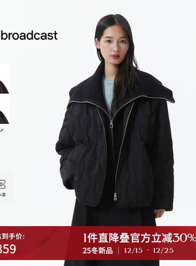 播短款几何绗线假两件鸭绒羽绒服女25冬新款宽松外套DDS4RD5256