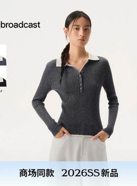 【100%羊毛】播商场同款撞色POLO领针织衫女26春季新品BDT1SD1001