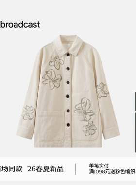 播商场同款宽松印花翻领牛仔短外套女26春季新款上衣BDT1WD1173