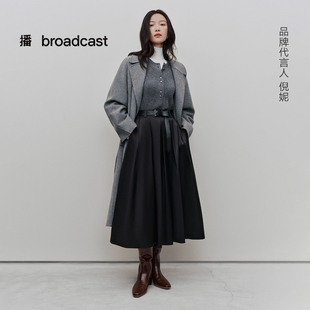 播商场同款倪妮同款慵懒韩系中长款24冬新羊毛呢外套女BDR4AD3727