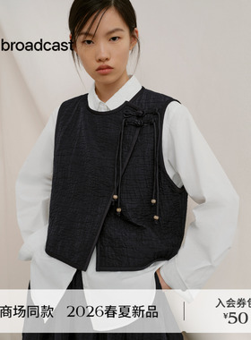 播商场同款短款新中式宽松马甲女26春季新款黑色上衣BDT1MD1101