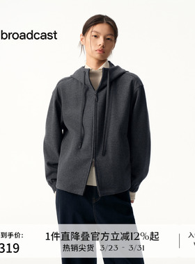 播商场同款休闲连帽宽松短款羊毛呢外套女秋冬新款BDS4WD3506