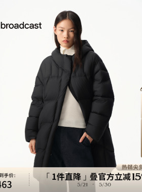 播商场同款黑色宽松中长款龟背羽绒服女冬新款鹅绒服BDS4RD3609
