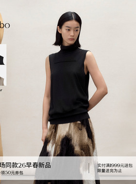 播 bo 商场同款无袖高领100%羊毛针织衫女26春季新品BDT1SD2125