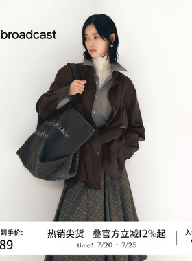 播秋季莱赛尔休闲宽松短外套女立领美式上衣BDS3WD3313
