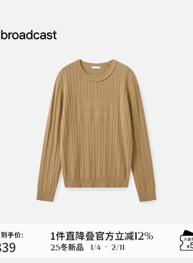 【羊毛】播卡其色圆领针织毛衣女秋冬气质上衣DDS4SD5291