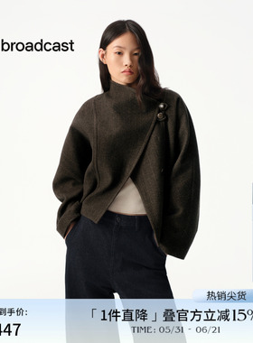 播商场同款复古时尚立领毛呢外套女短款秋冬新款上衣BDS4AD3639