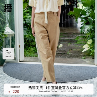 270女氣質(zhì)通勤高腰顯瘦小個(gè)子哈倫褲 播卡其色休閑褲 DDQ4KD5001