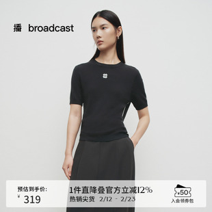 播商场同款修身针织短袖女春秋新款圆领提花显瘦上衣BDS1SD1275