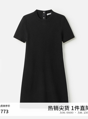 播商场同款黑色收腰连衣裙女24秋冬新内搭圆领裙子BDR9LD4217