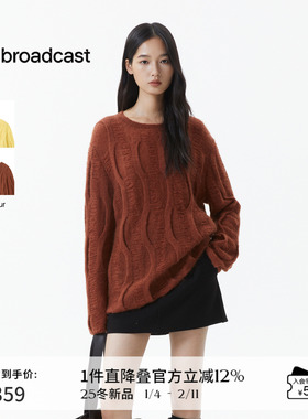 播通勤慵懒风宽松圆领针织衫女冬季松弛毛衣DDS4SD5194