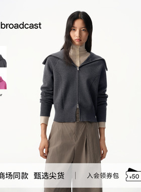 【羊毛】播商场同款灰色宽松拉链针织开衫女秋冬新款BDS4UD3749