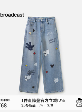 播商场同款迪士尼米奇系列直筒宽松牛仔裤女25早秋新品BDS3KD3333
