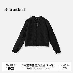 播商场同款 女秋季 新款 拉链外套BDS3UD3230 棒球领宽松针织开衫