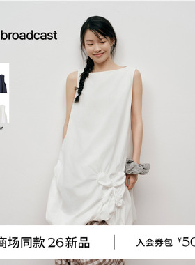 【商场同款】播26夏新品肌理素爽棉无袖连衣裙女BDT2LD2922