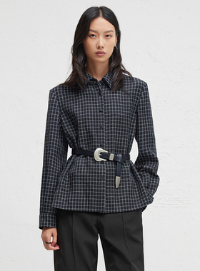 播冬季文艺复古格子衬衫女休闲宽松外套DDR4CD5088