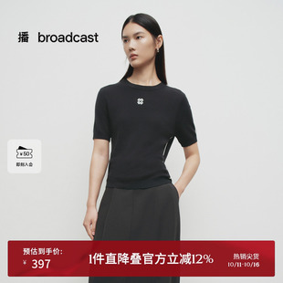 女25春秋新款 针织短袖 圆领提花显瘦上衣BDS1SD1275 修身 播商场同款