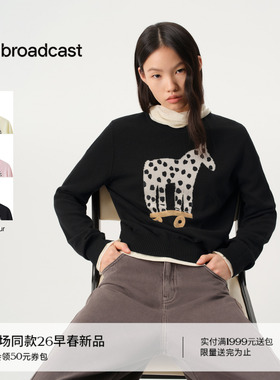 播商场同款小马提花针织衫女26春季新款100%羊毛毛衣BDT1SD2837