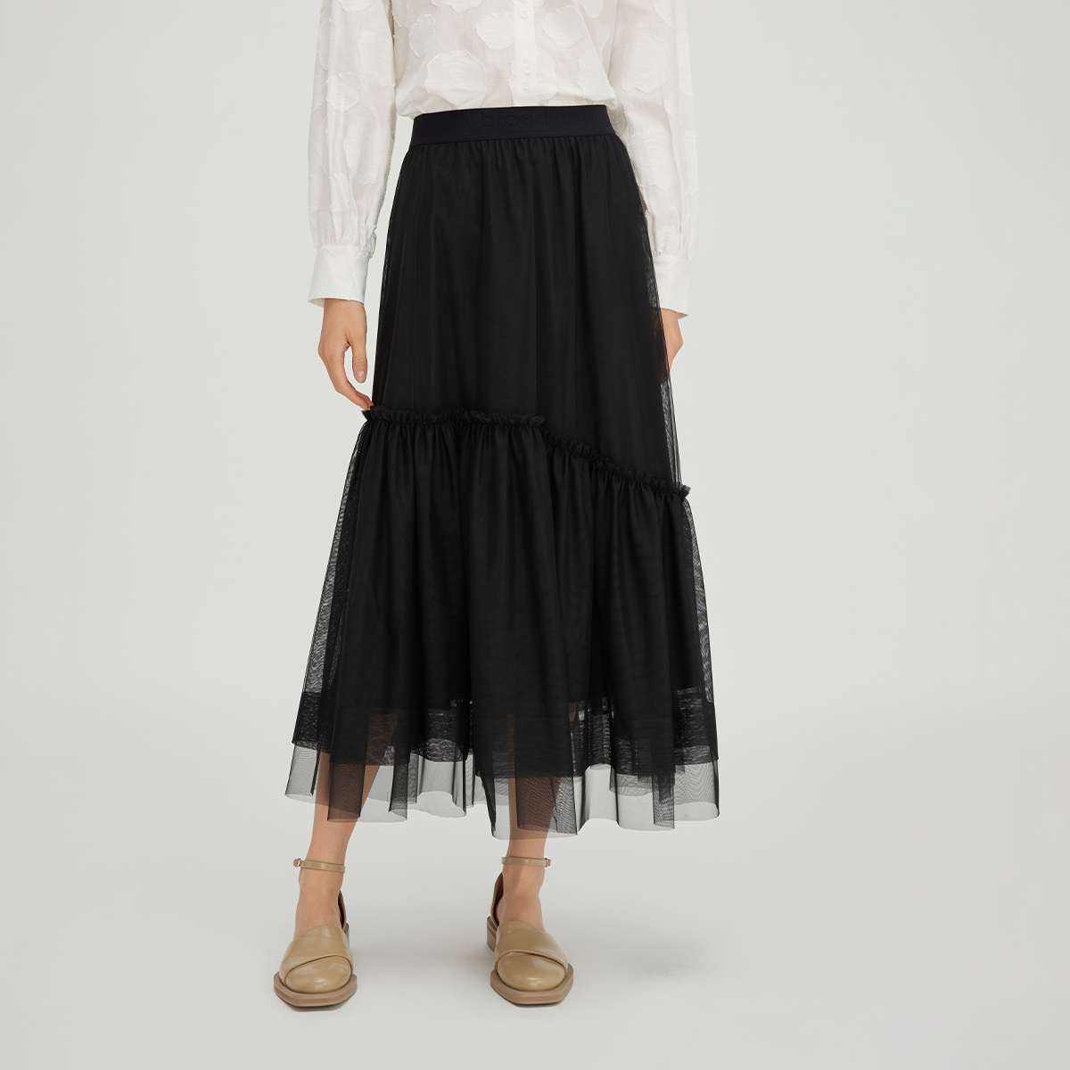 播松紧腰半身裙2023早秋显瘦修身百搭韩版A字裙女纱裙 DDQ4BD5415