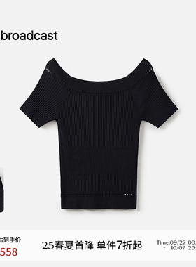 播商场同款修身一字领短袖针织衫女25夏新款显瘦薄上衣BDS2SD2115