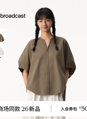 【商场同款】播26夏新品O型蝙蝠袖衬衫女宽松圆领衬衣BDT2HD2925