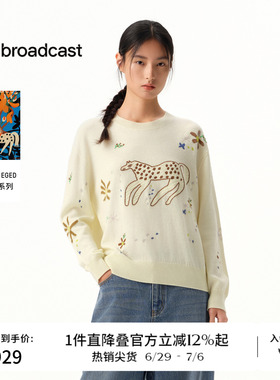 播商场同款艺术家合作系列小马提花羊毛针织毛衣26新品BDT1SD1403
